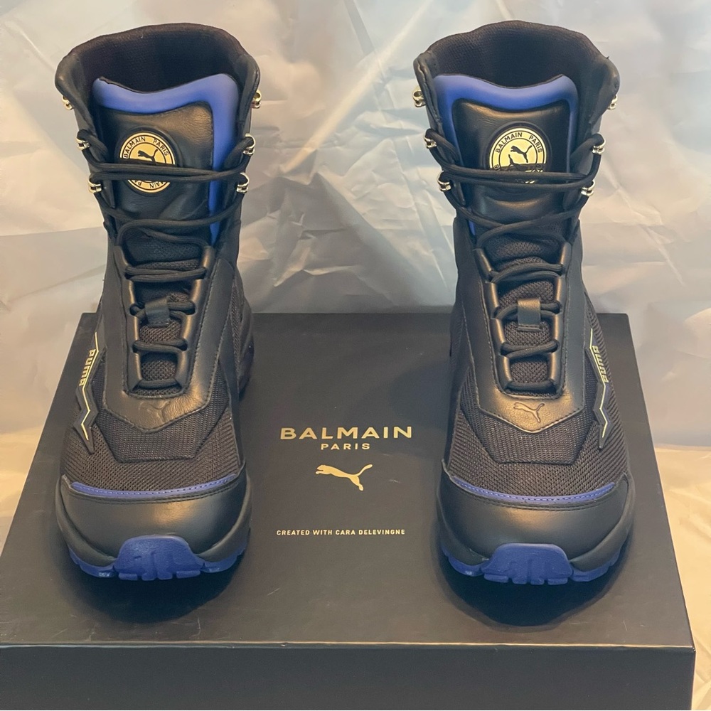 Balmain x Puma Cell Stellar mid leather sneakers. Great Biker boot